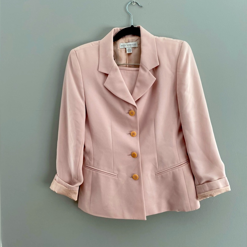 Petite Sophisticate dusty pink skirt suit